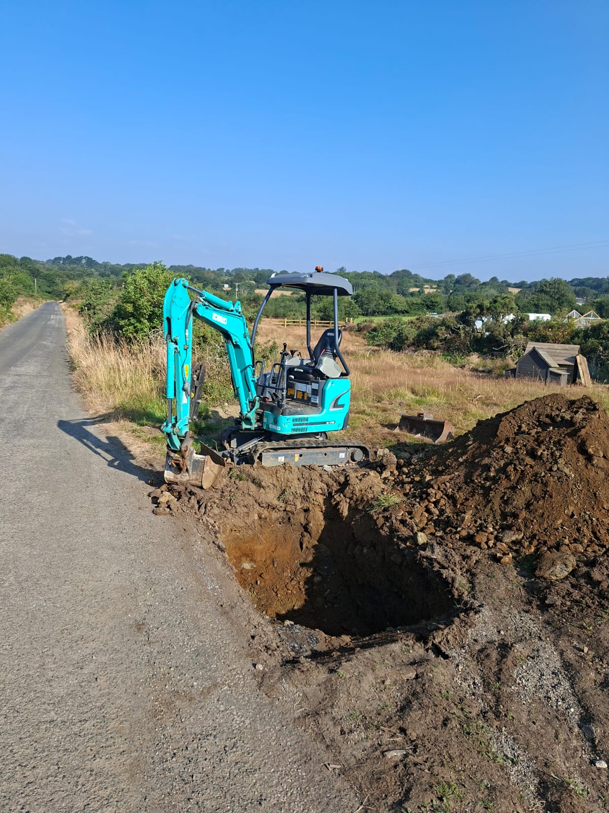 Drainage trench and excavation Helston Cornwall
