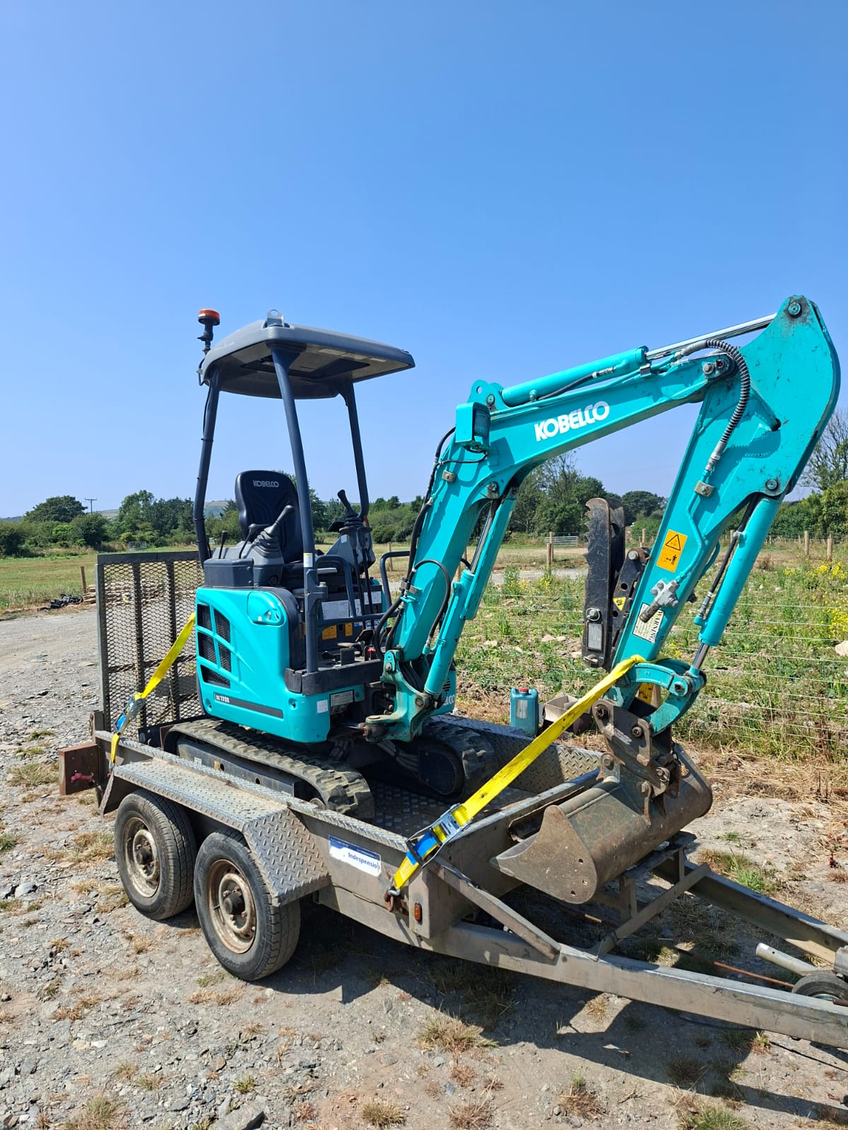 Mini digger ready for transport Helston Cornwall